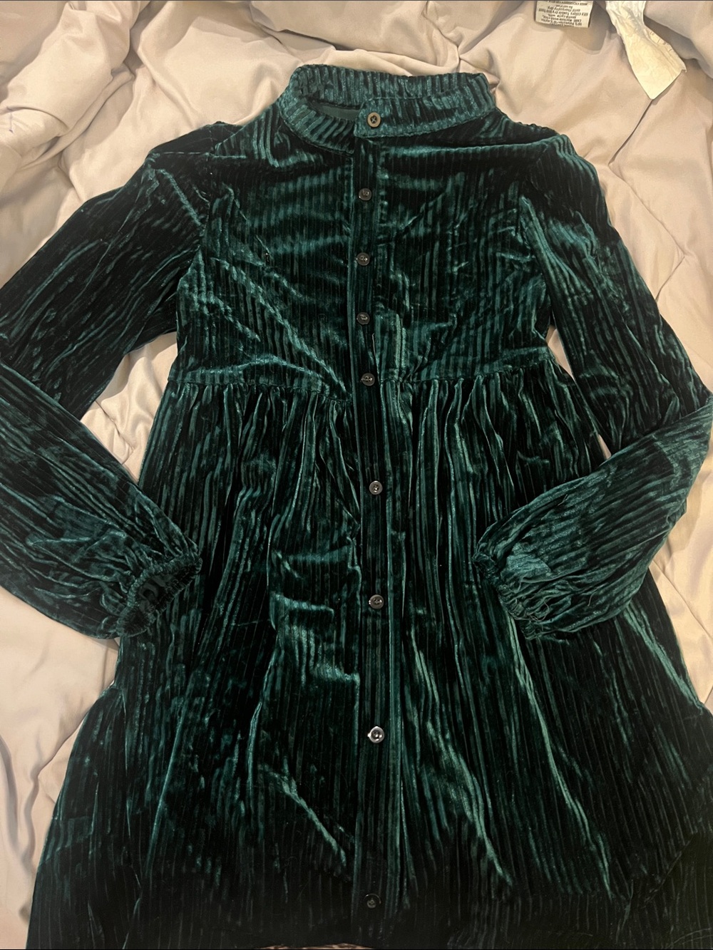 Dark Green Velvet Button-Front Women’s dress